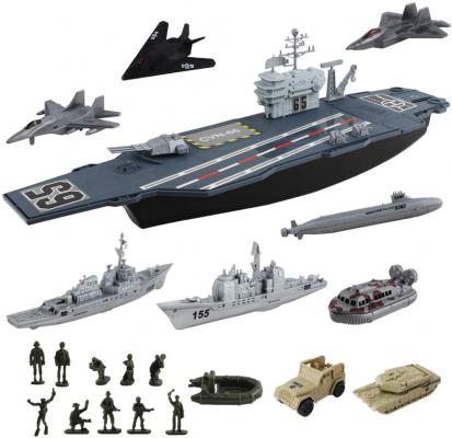 deAO Aircraft Carrier Toy with Scale Model Warplanes Warships Military Vehicles Battleship Helicopter and Armoured Trucks