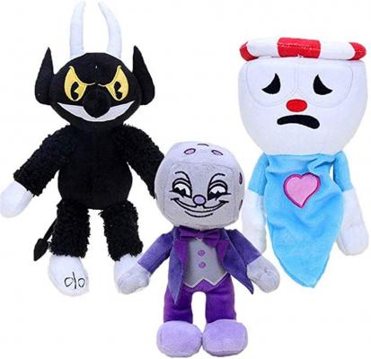 Honeytoy 3 Pcs Cuphead & Mugman Plush Toys Mugman The Devil Legendary Chalice King Dice Soft Stuffed Dolls