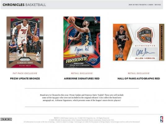 2019-20 Panini CHRONICLES Basketball Blaster Box - 40 Total Cards