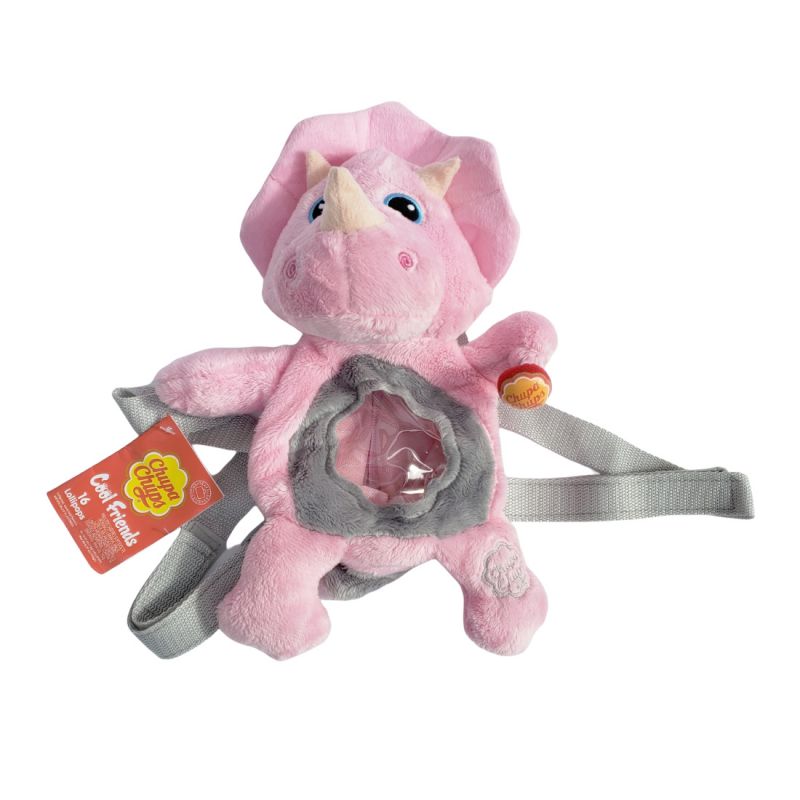 Chupa Chups Lollipops Pink Dinosaur Triceratops Plush Backpa