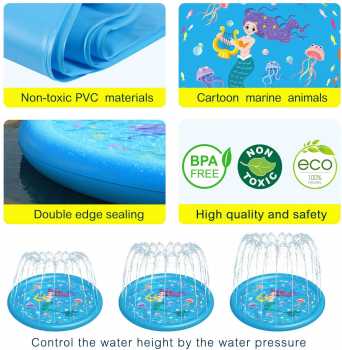 HITOP Kids Sprinklers for Outside, Splash Pad Pool 3-in-1