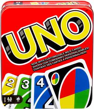 UNO Family Card Game, with 112 Cards in a Sturdy Storage Tin