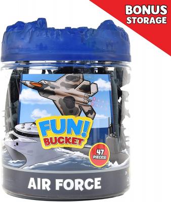 Military Air Force Bucket – 47 Assorted Battleships and Accessories Toy Play Set