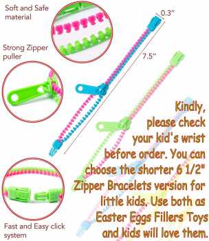 UpBrands 48 Fidget Toys Friendship Zipper Bracelets 7 ½”