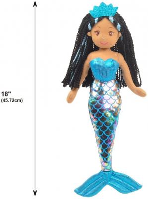 Linzy Toys,Aria Mermaid Doll, Soft Plush Mermaid, Blue, 18inch Mermaid Toys for Little Girls