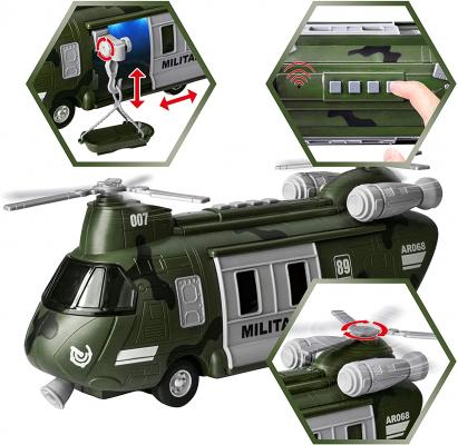 JOYIN 3 PC Friction Powered Military Helicopter Squadron Toy Set with Light and Sound Sirens