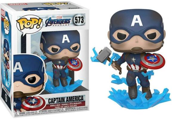 Funko Pop! Marvel: Avengers Endgame - Captain America with Broken Shield & Mjoinir,Multicolor,3.75 inches