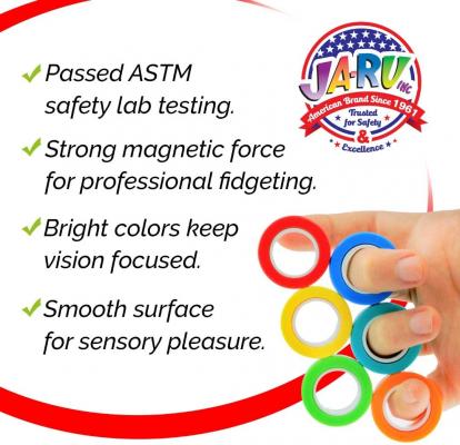 6 Magnetic Rings Toys Finger Fidget Toy (2 Sets, 3 Rings Each)