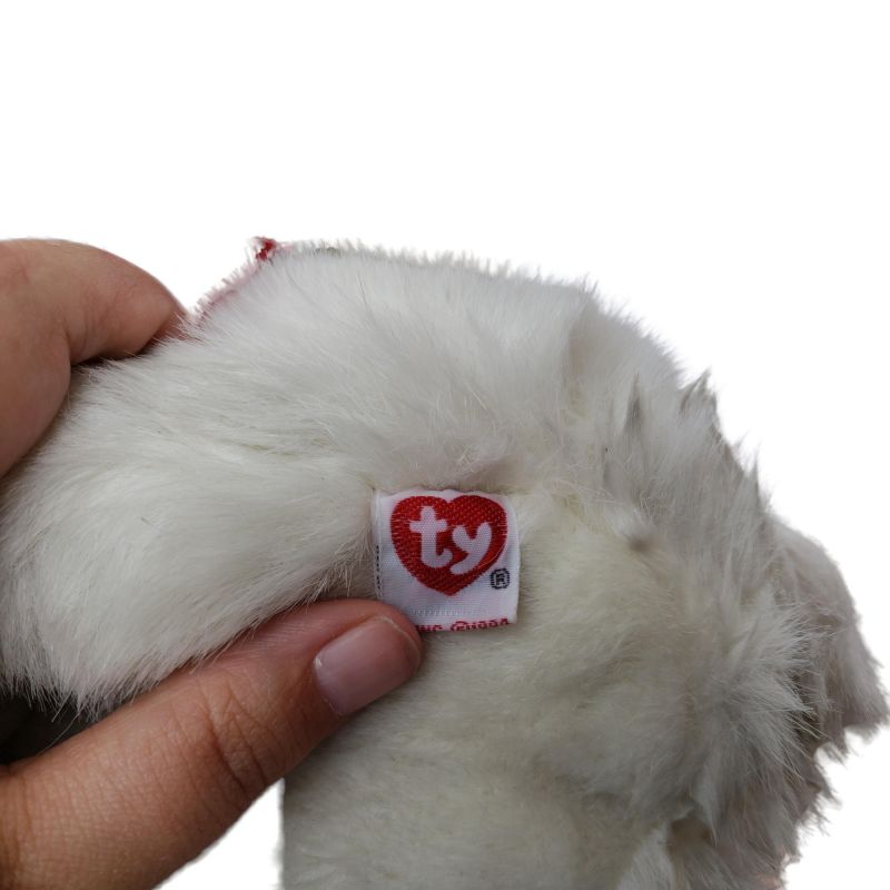 Ty Classic Pomeranian Dog Plush Toy with Patriotic Ribbon Bo