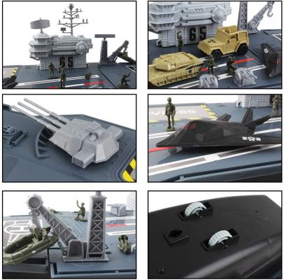 deAO Aircraft Carrier Toy with Scale Model Warplanes Warships Military Vehicles Battleship Helicopter and Armoured Trucks