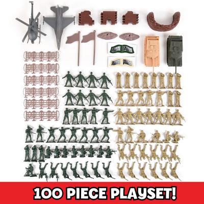 Military Battle Group Bucket - 100 Assorted Soldiers and Accessories