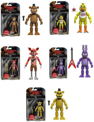 Five Nights at Freddy's Set of 5 - Freddy, Chica, Foxy, Bonnie, Gold Freddy FNAF