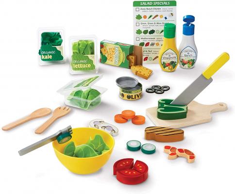 Melissa & Doug Slice and Toss Salad Play Food Set - 52 Wooden and Felt Pieces