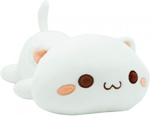 Cute Kitten Plush Toy Stuffed Animal Pet Kitty Soft Anime Cat Plush Pillow for Kids (White A, 12inch)