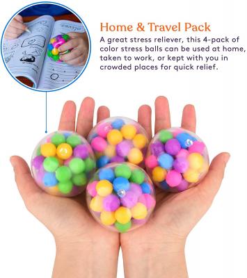 DNA Squish Stress Ball (4-Pack) Squeeze, Color Sensory Toy