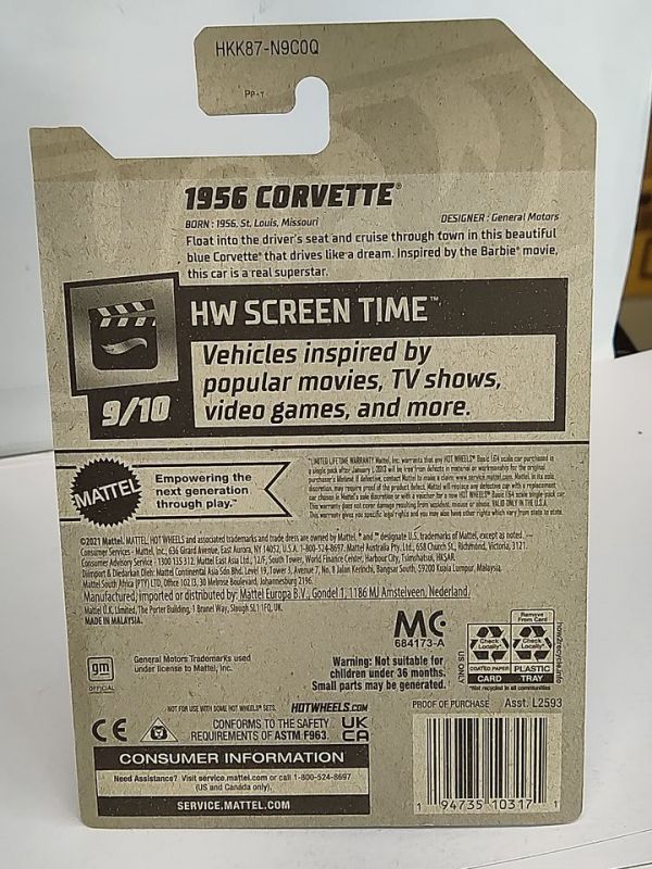 Hot Wheels Screen Time BARBIE The Movie 1956 Corvette (Loc U