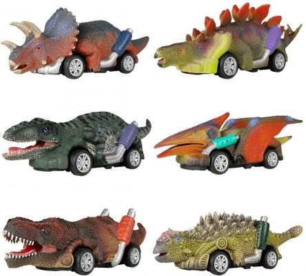 DINOBROS Dinosaur Toy Pull Back Cars, 6 Pack Dino Toys