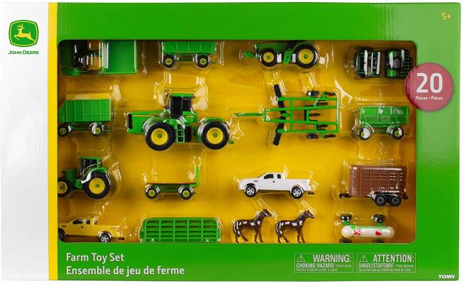 TOMY John Deere Toy Truck & Toy Tractor With Trailers 20-Piece Farm Toy Value Set