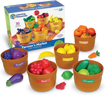 Learning Resources Farmer's Market Color Sorting Set, Homeschool, Play Food, Fruits and Vegetables Toy, Easter Toys, 30 Piece Set