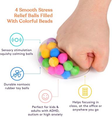 DNA Squish Stress Ball (4-Pack) Squeeze, Color Sensory Toy