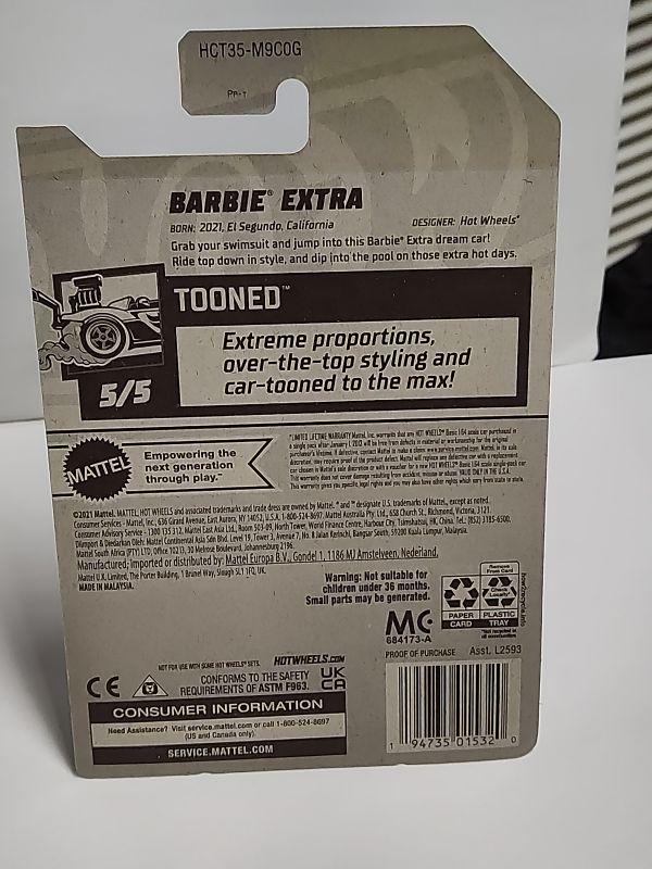 Hot Wheels #134 TOONED Series Barbie Extra