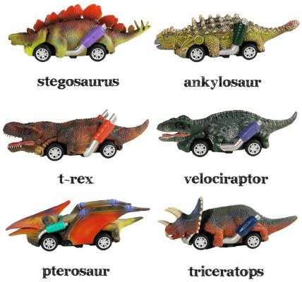 DINOBROS Dinosaur Toy Pull Back Cars, 6 Pack Dino Toys