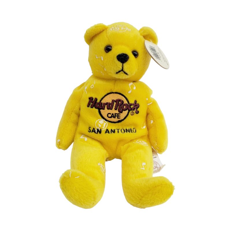 Yellow with Vinyl Music Note Beanie Plush Bear Hard Rock Caf