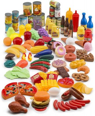 JaxoJoy 122-Piece Deluxe Pretend Play Food Set Beautiful Toy Food Assortment