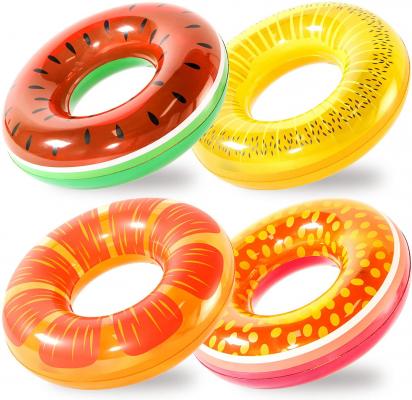 FindUWill Inflatable Pool Floats 4 Pack Fruit Swim Tubes Rings