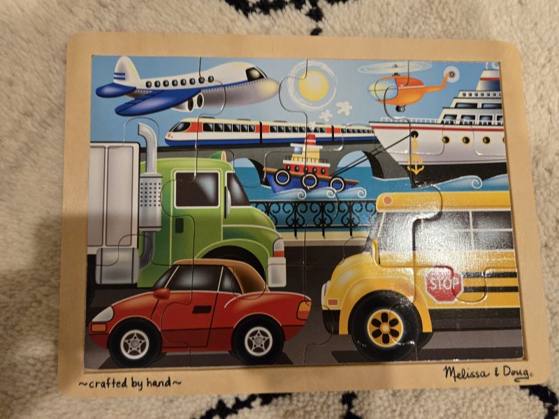Melissa & Doug vehicle transportation wooden puzzle 