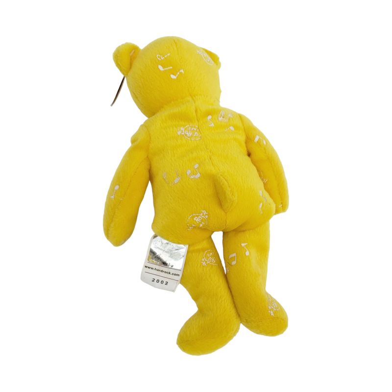 Yellow with Vinyl Music Note Beanie Plush Bear Hard Rock Caf